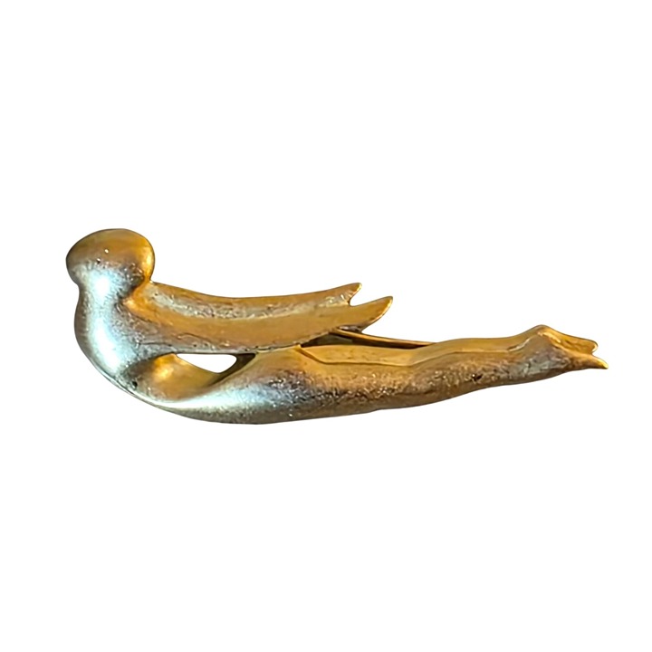Vintage Pal Kepenyes Gold-Tone Abstract Brooch Pin Sculptural Woman Design Signe