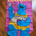 Vintage 1999 Sesame Street COOKIE MONSTER COOKIES Nylon Flag 28 X 44 NWT