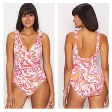 LRL | Paisley Printed Ruffle Surplice Underwire One-Piece Swimsuit 14