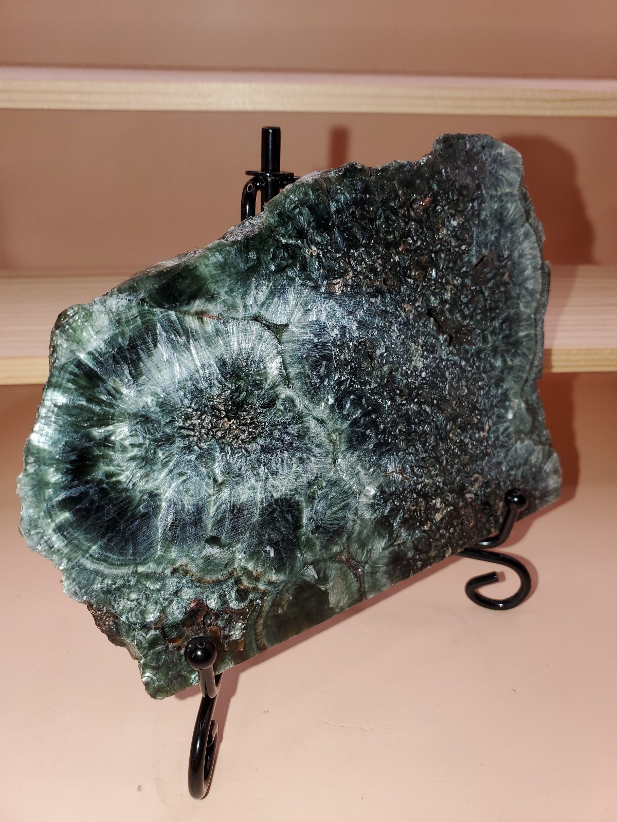 Very Rare Seraphinite Crystal Large Specimen Slab Gemstone Mineral & Stand