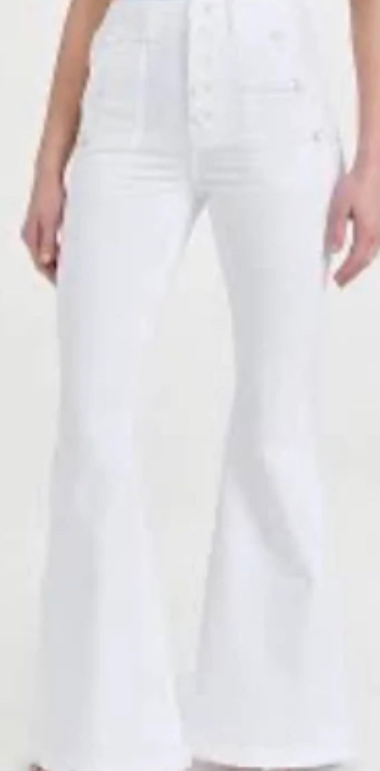 T 7 for All Mankind Womens Button Fly Portia Mega Flare Jeans Size 27 White