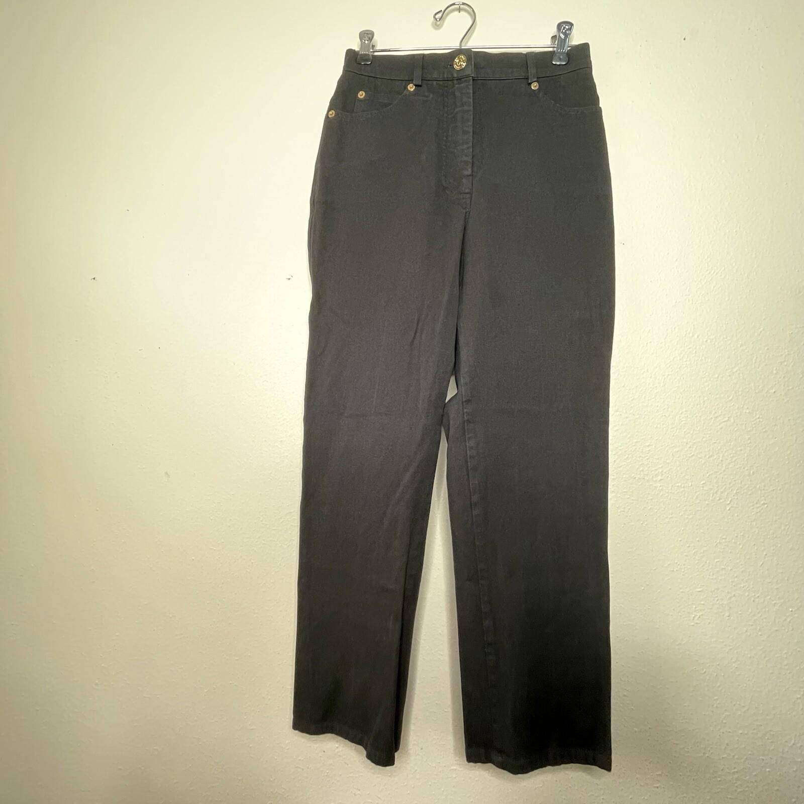 St. John Sport Black Jeans w/ Gold Wears Stright Leg Size 2