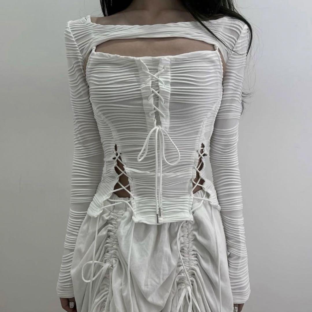 トップス MELT THE LADY lace up layered corset MELT THE LADY lace up layered corset