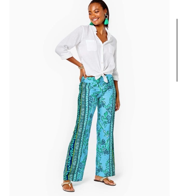 Lilly Pulitzer Bal Harbour Palazzo Seabreeze Blue Plant One On You Engineered Pa