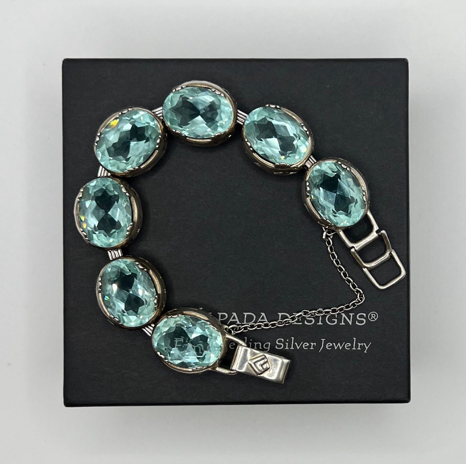 Silpada Sterling Silver and Aqua Glass Bracelet RARE B2093