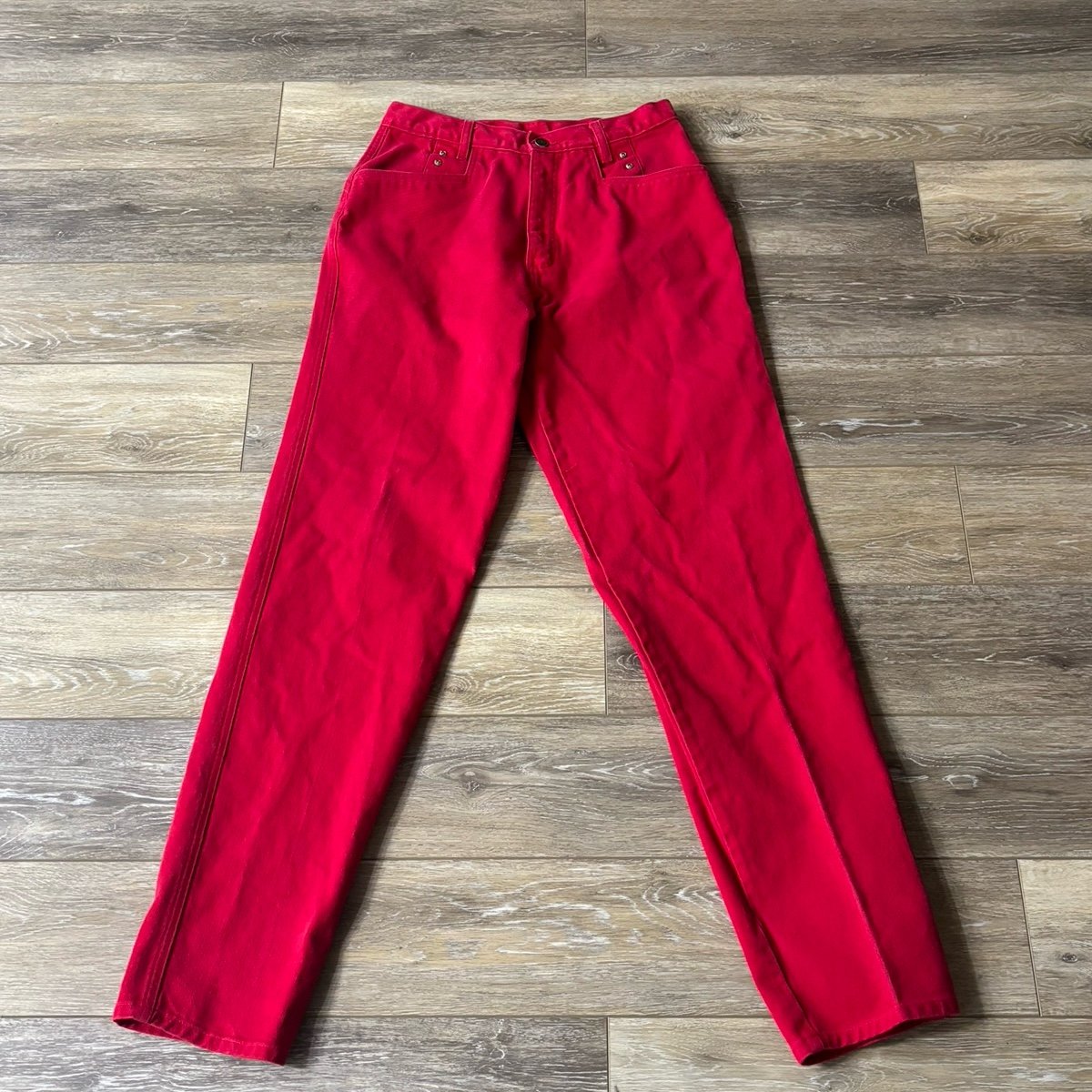 Bar None Jeans Women’s Sz 15/16 Red Western Wear Thoroughbred Texas Cowgirl Vtg
