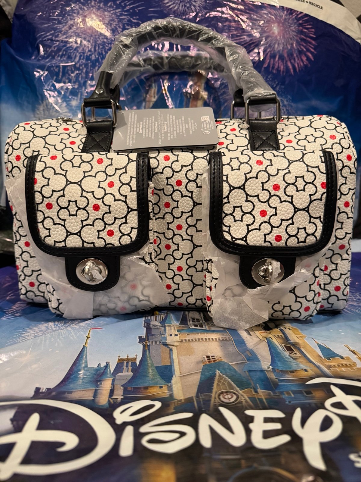 Disney Parks Mickey Mouse Icon White Travel Satchel Bag Purse