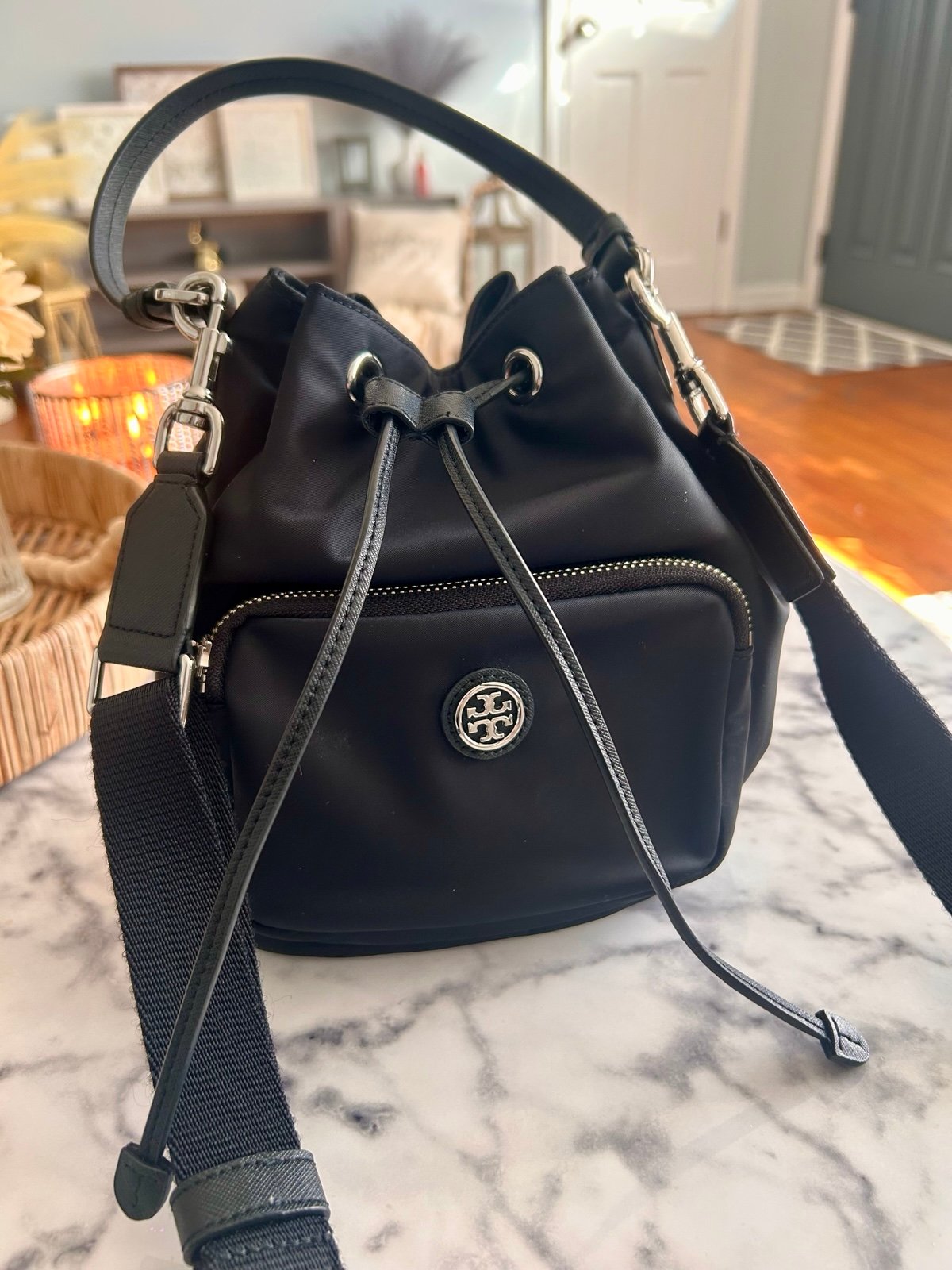 ☆☆Tory Burch☆☆ Tory Burch Virginia bucket bag 134652 403 Tory Burch Virginia Nylon Bucket Bags Black 134652