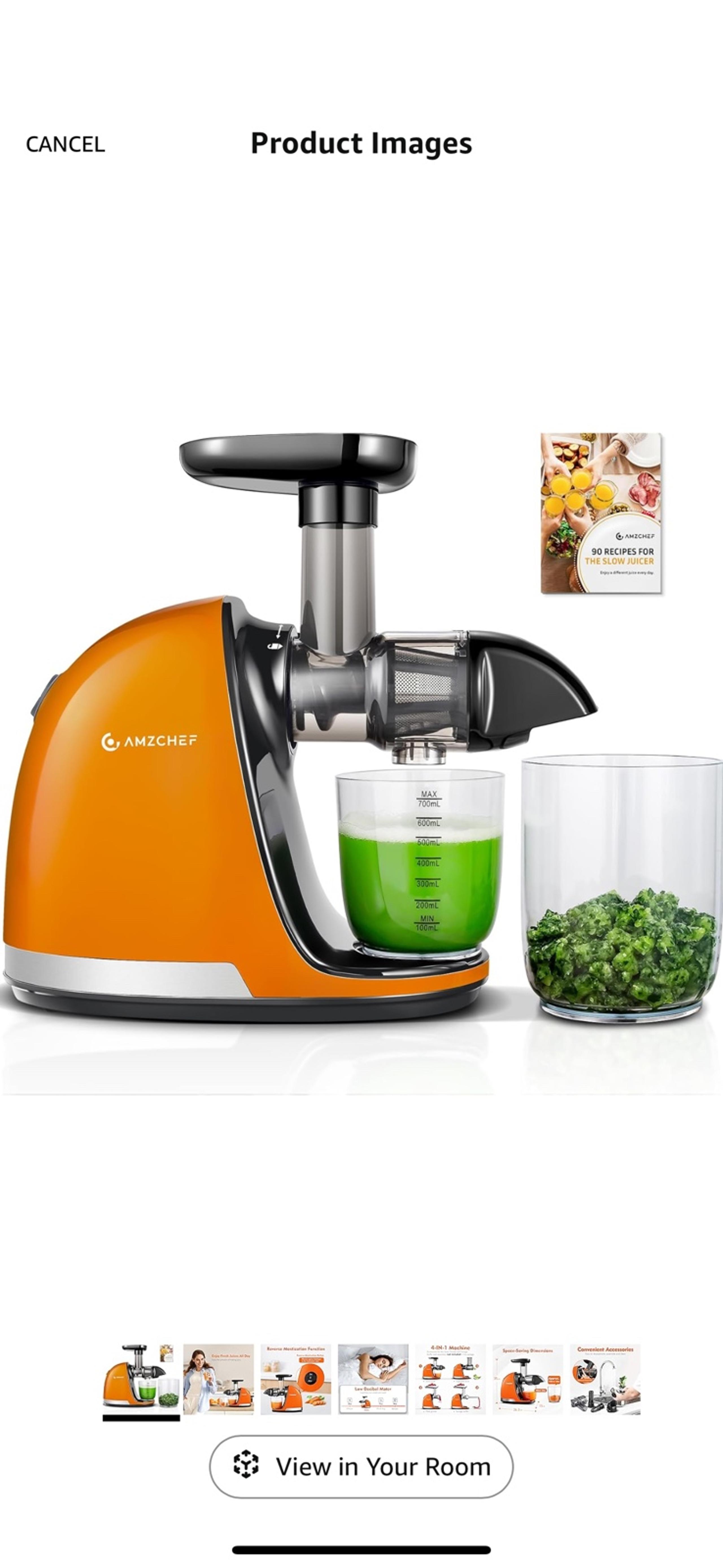 Slow Juicer, AMZCHEF Masticating Juicer Machines with Reverse Function, Cold Pre