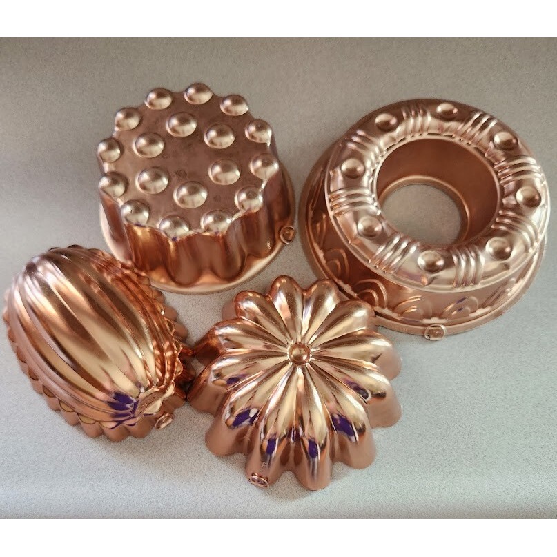 Copper Jello Molds Wall Decor Hanging Various Sizes & Styles Vintage Lot of 4