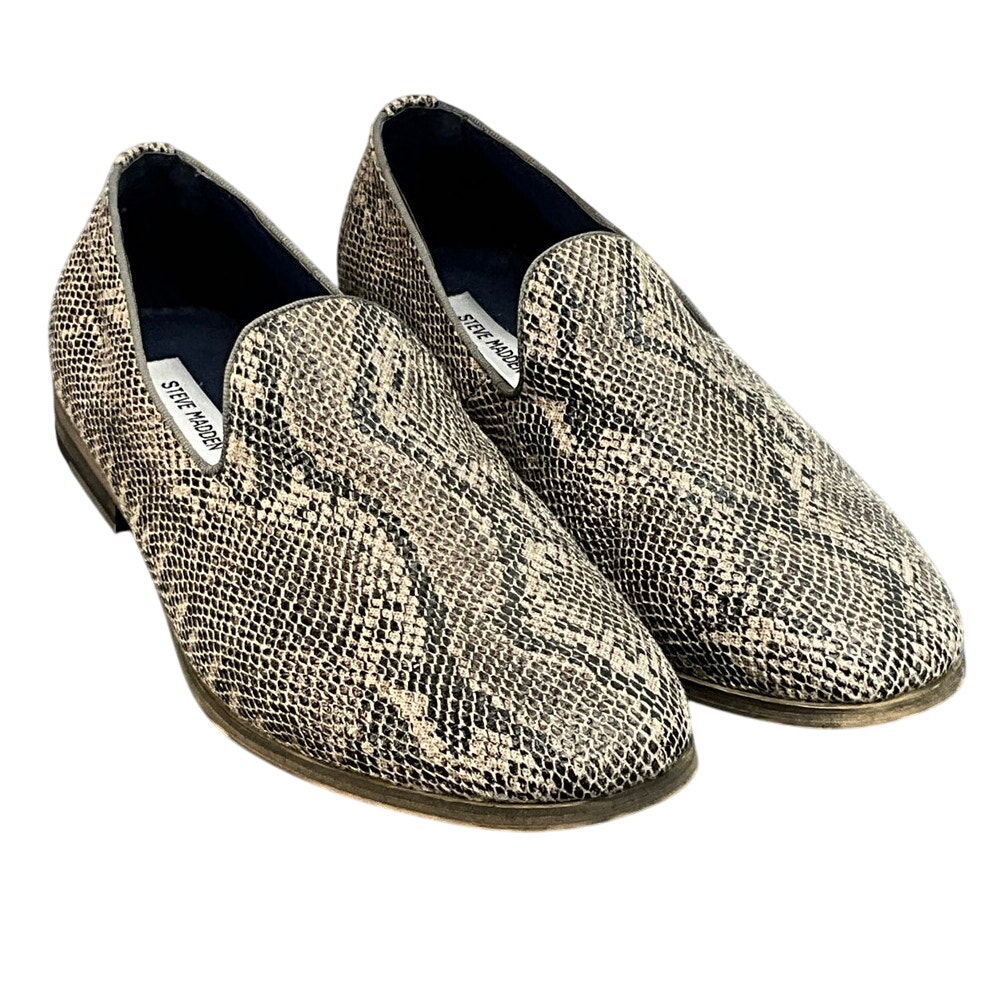 Steve Madden Charley Snakeskin Slip On Dressy Block Heel Loafer Mens 11.5