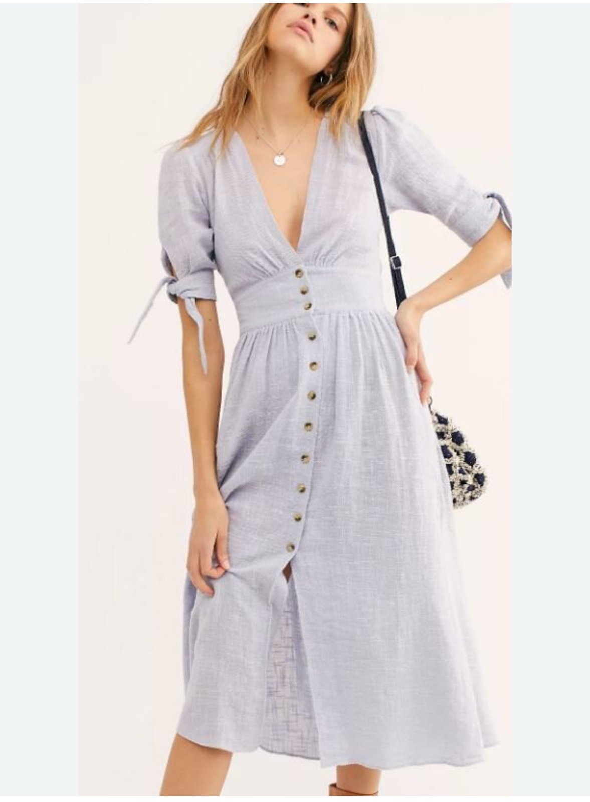 Free People Midi Dress Blue Love of My Life X-Small NWT