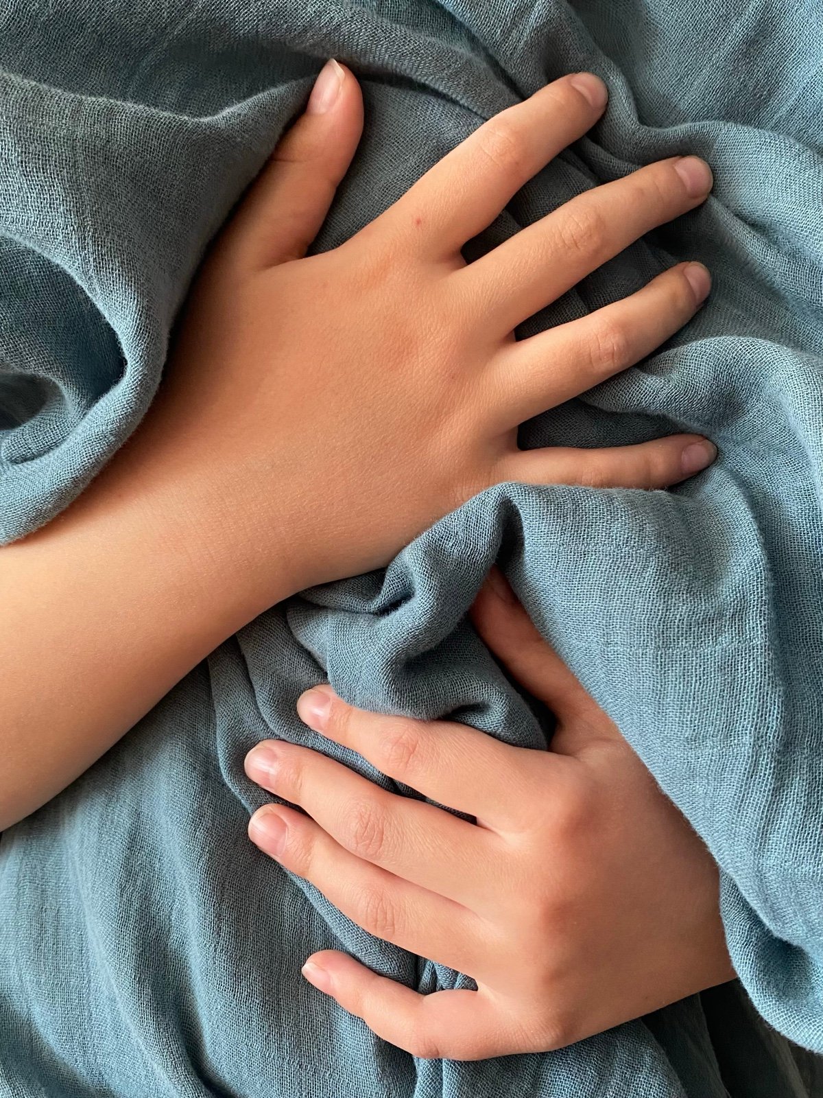 Large Muslin Blanket for Kids - BLUE