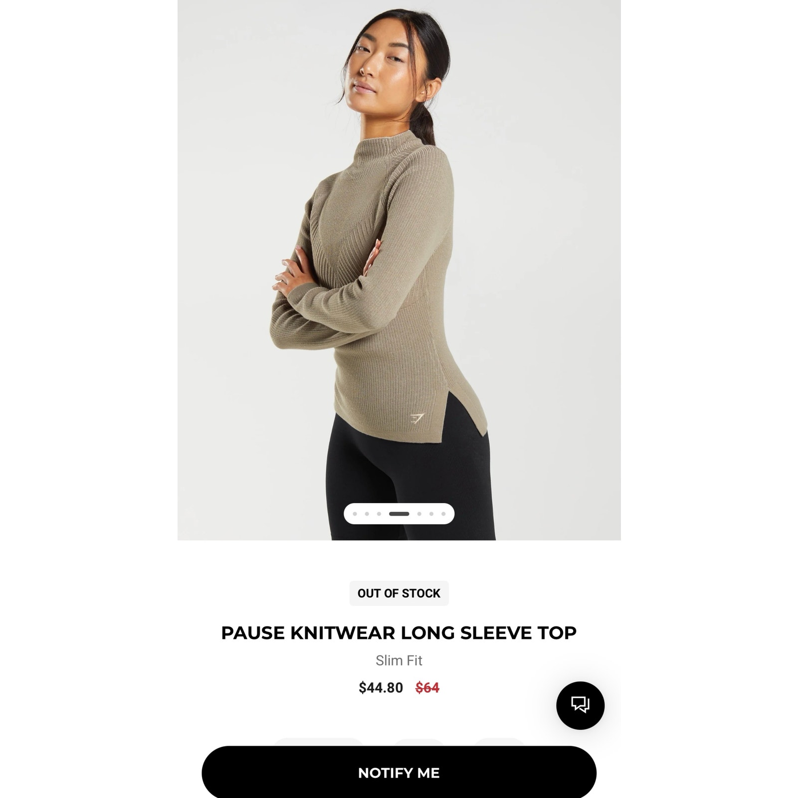 Gymshark Pause Knitwear Long Sleeve Top Size M