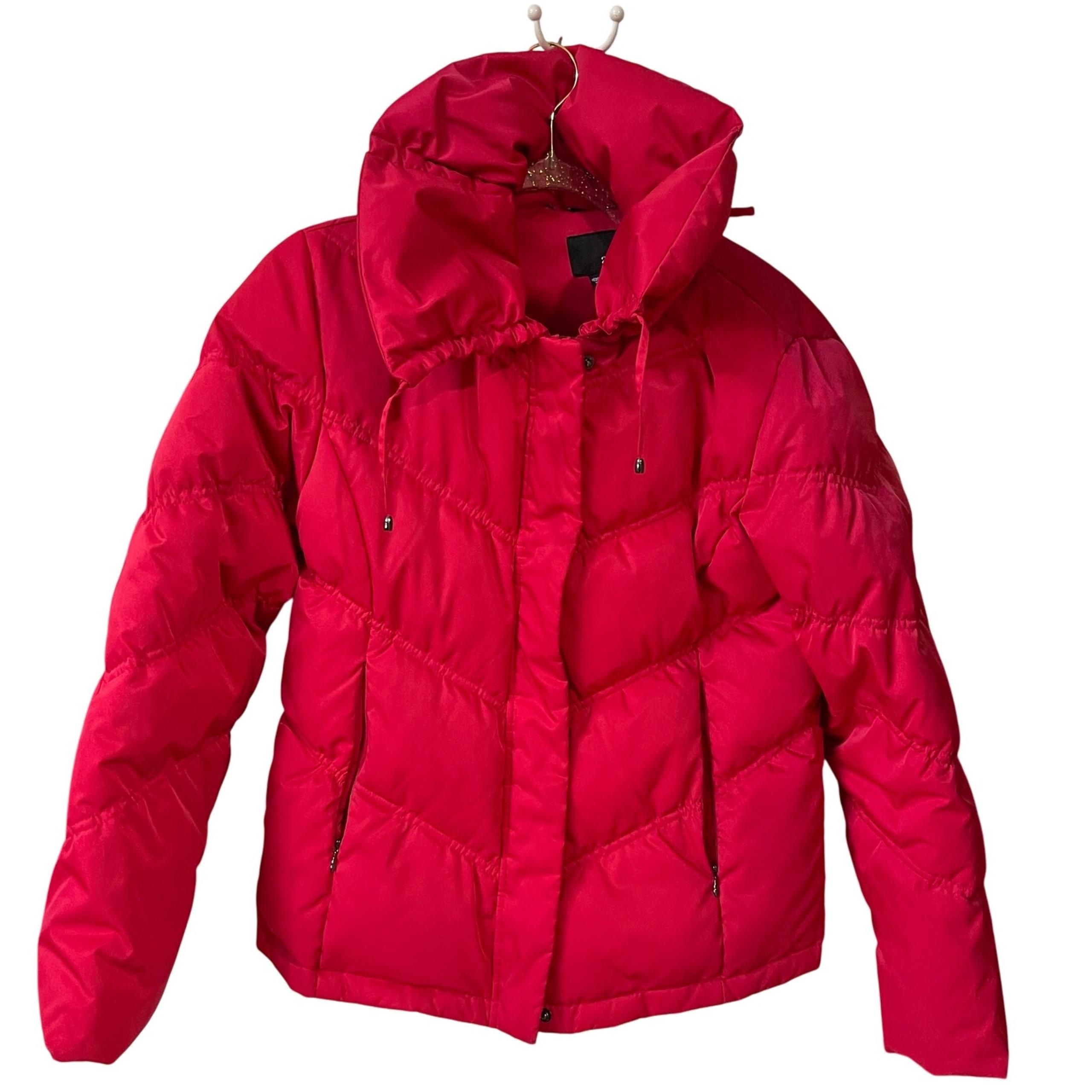 A.N.A Women's M Down & WATERFOWL Filled Red Winter Puffer Jacket Coat, hooded