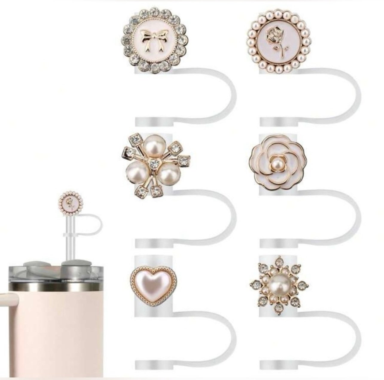 New In Package Set Of 6 Straw Charms