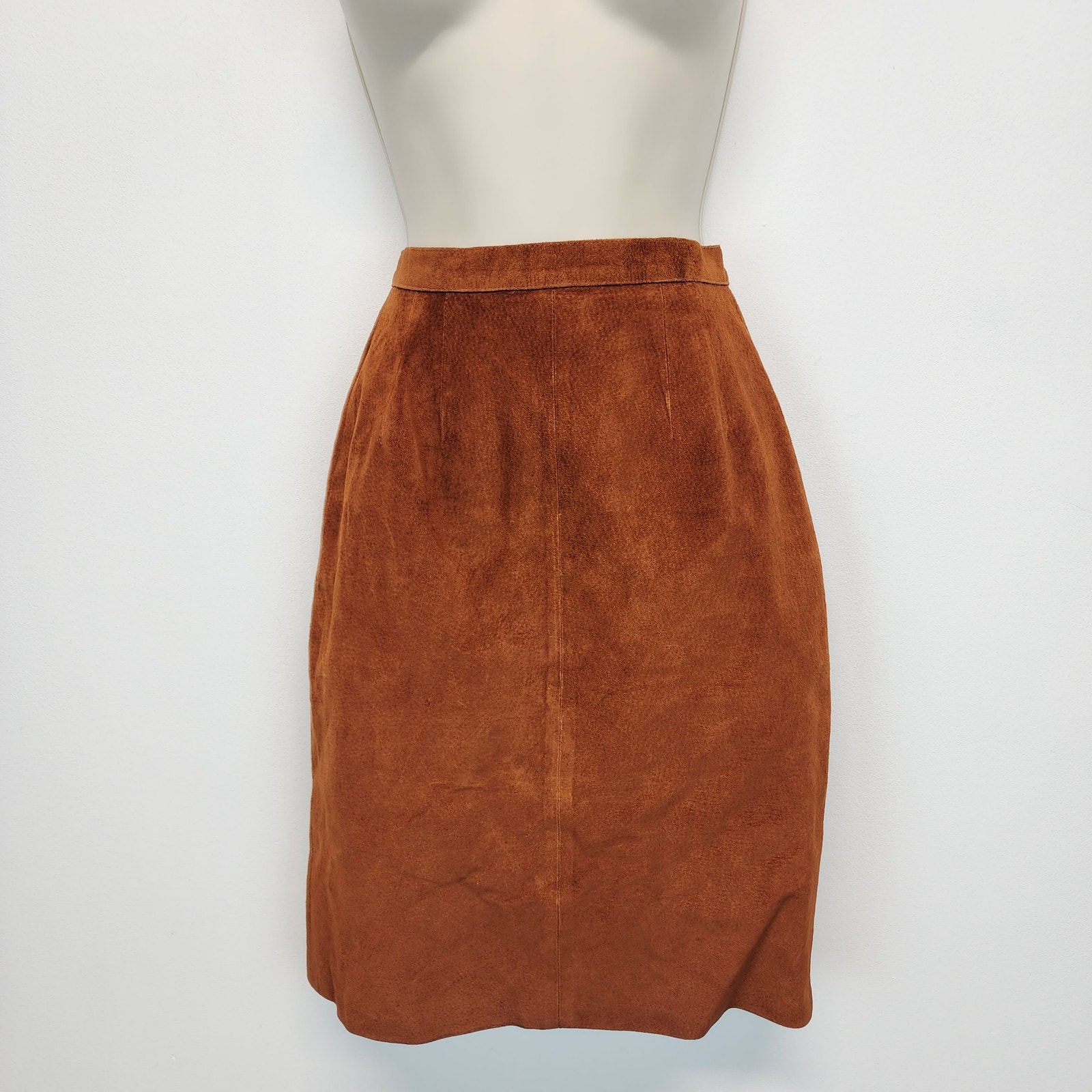 Vintage Pia Rucci Suede Skirt Womens 4 23 Cognac Back Slit Knee Length Festival