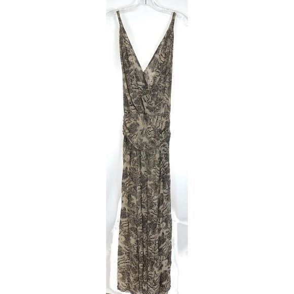 Womens Size Small Magali Pascale Snakeskin Print Silk Chiffon Maxi Dress