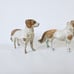 Vintage German village animal stick legs putz dog glass eyes pair