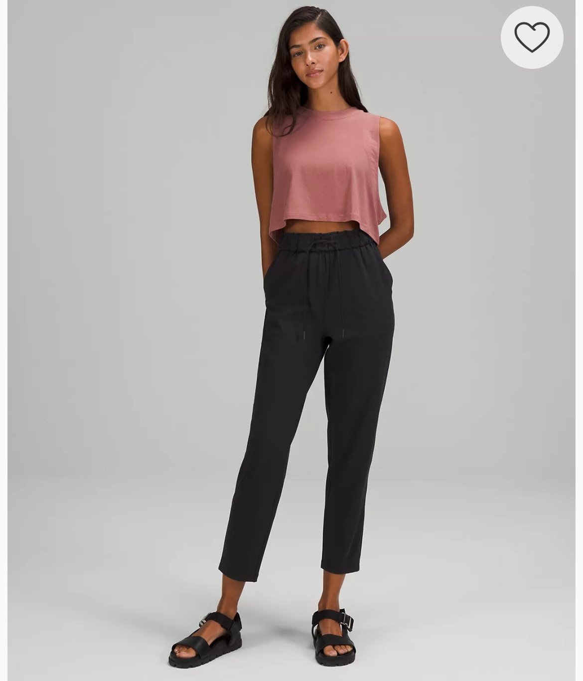 Lululemon black tapered paperbag drawstring cropped lounge pants 6