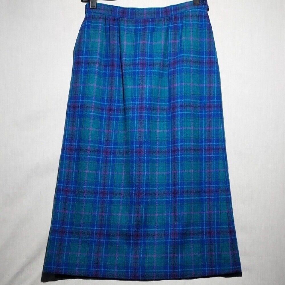 Vintage Pendleton 100% Virgin Wool Plaid Pencil Skirt Womens Size 6