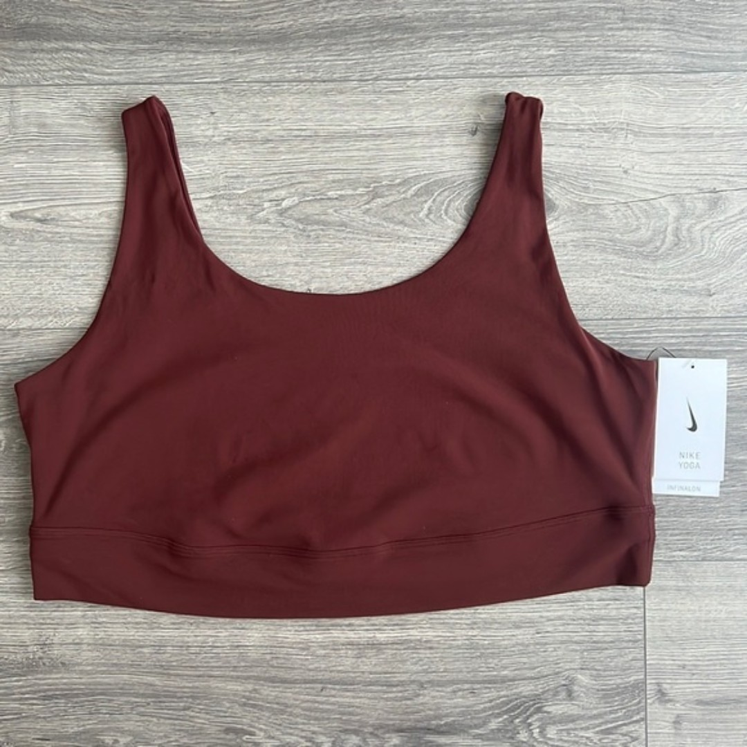 NIKE Yoga Infinalon Cropped Tank Top Plus Size 2X Dark Brown Oxen Gym Workout