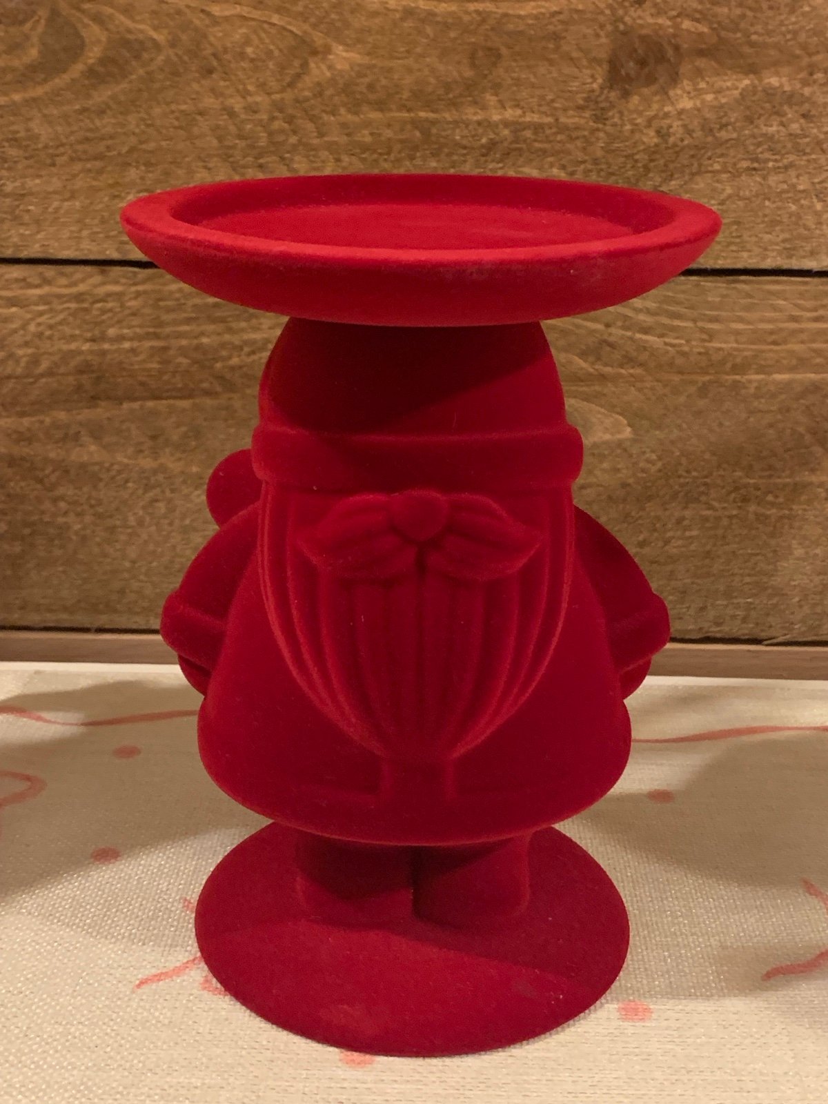 Bath & Body Works flocked Santa red 3 wick candle holder NEW