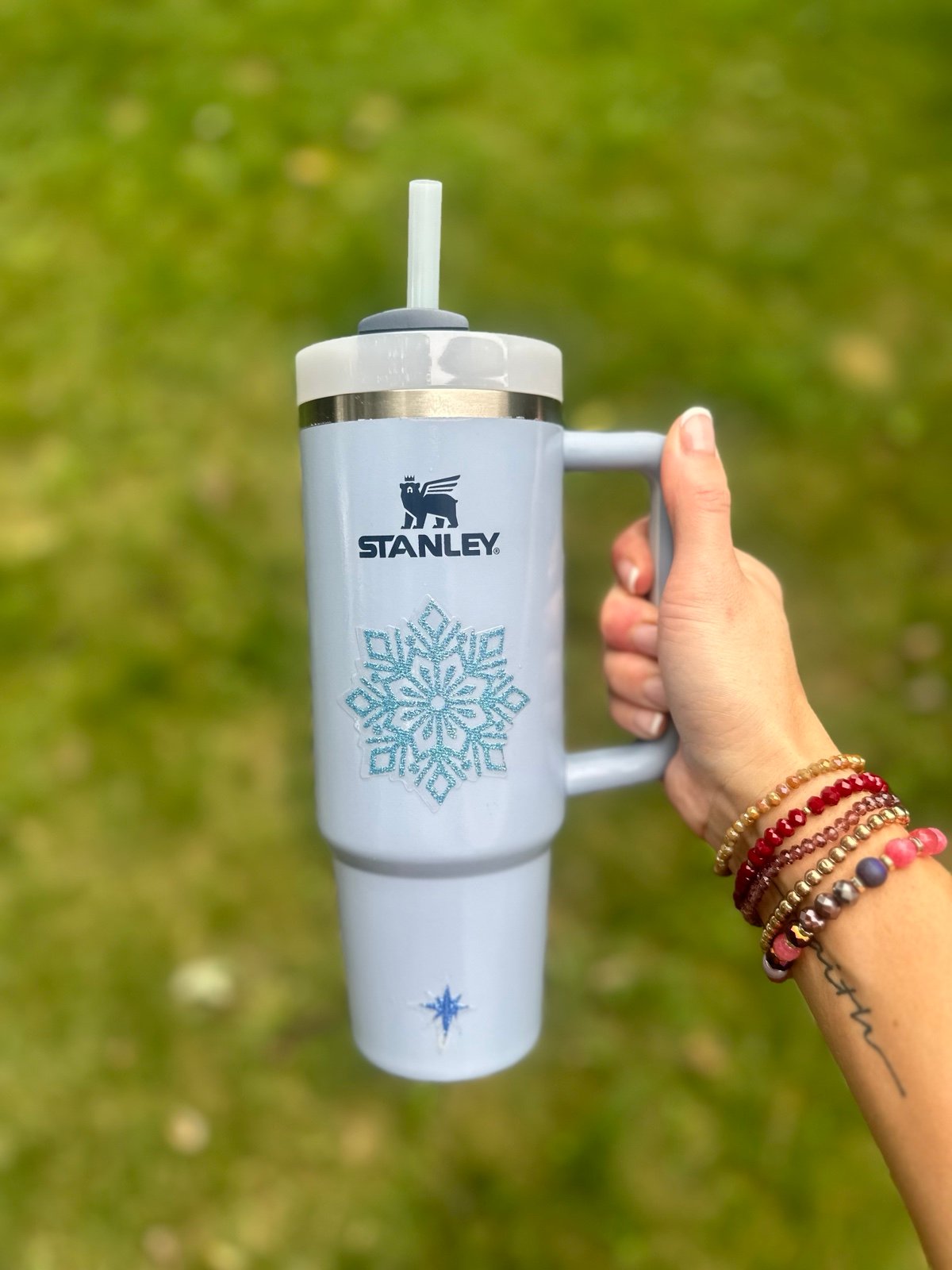 Stanley 30oz CHAMBRAY Custom “SNOWFLAKE FROZEN” Tumbler/BNWT/Fast Shipping!