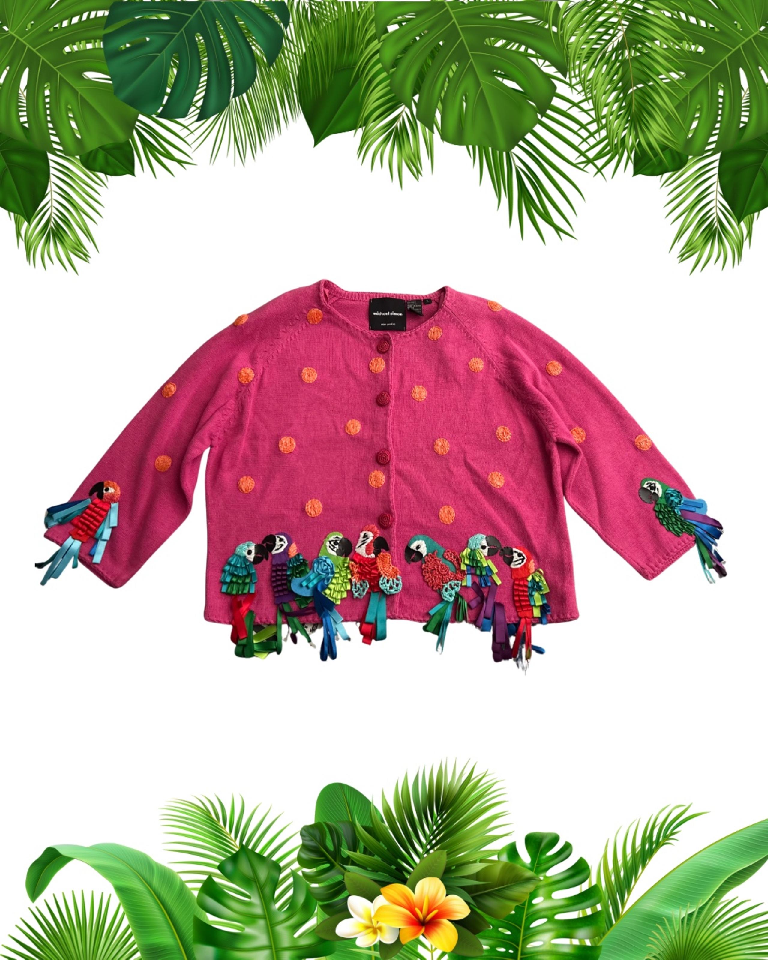 Vintage Michael Simon Embellished Parrot Sweater