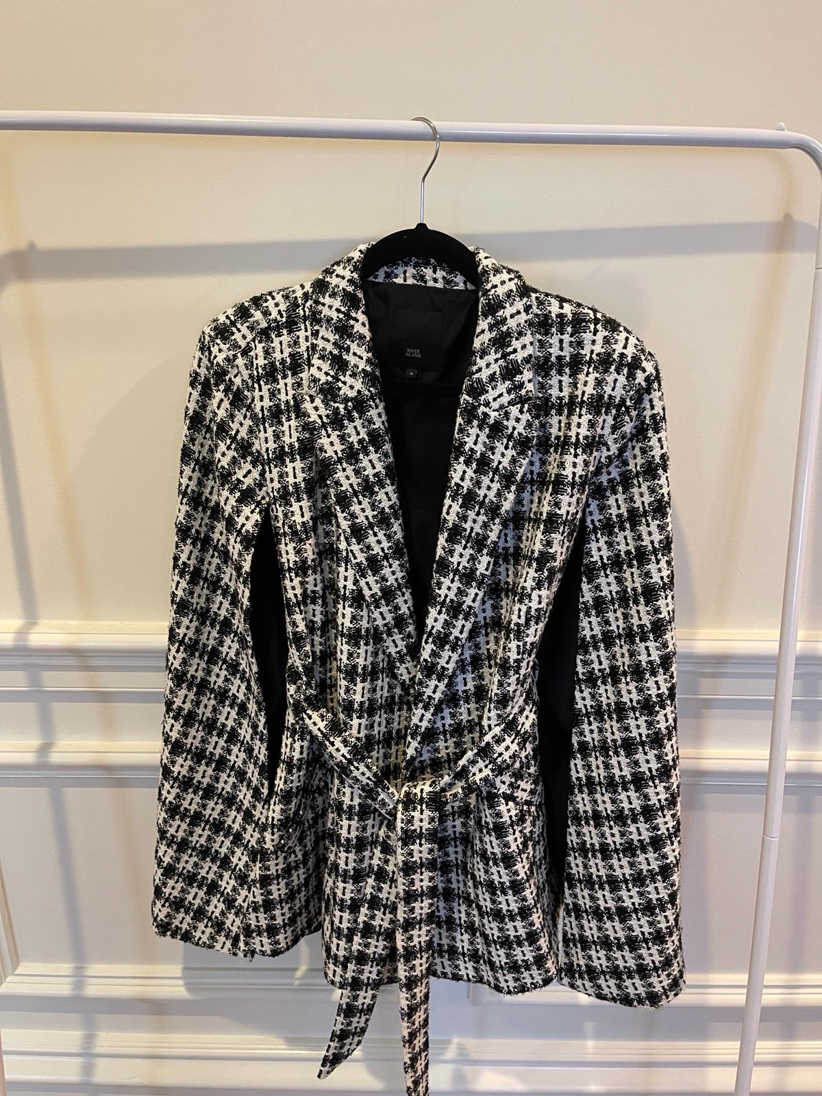 River Island Womens Boucle Check Cape Jacket