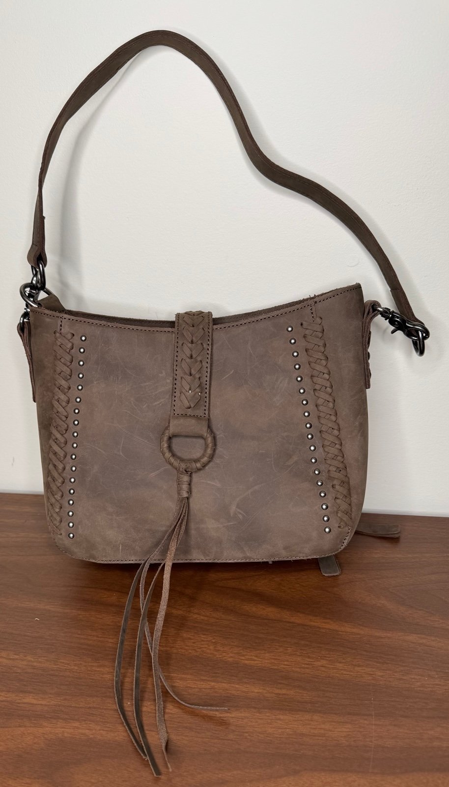 Montana West Genuine Leather Collection Concealed Carry Hobo Bag Chocolate Brown