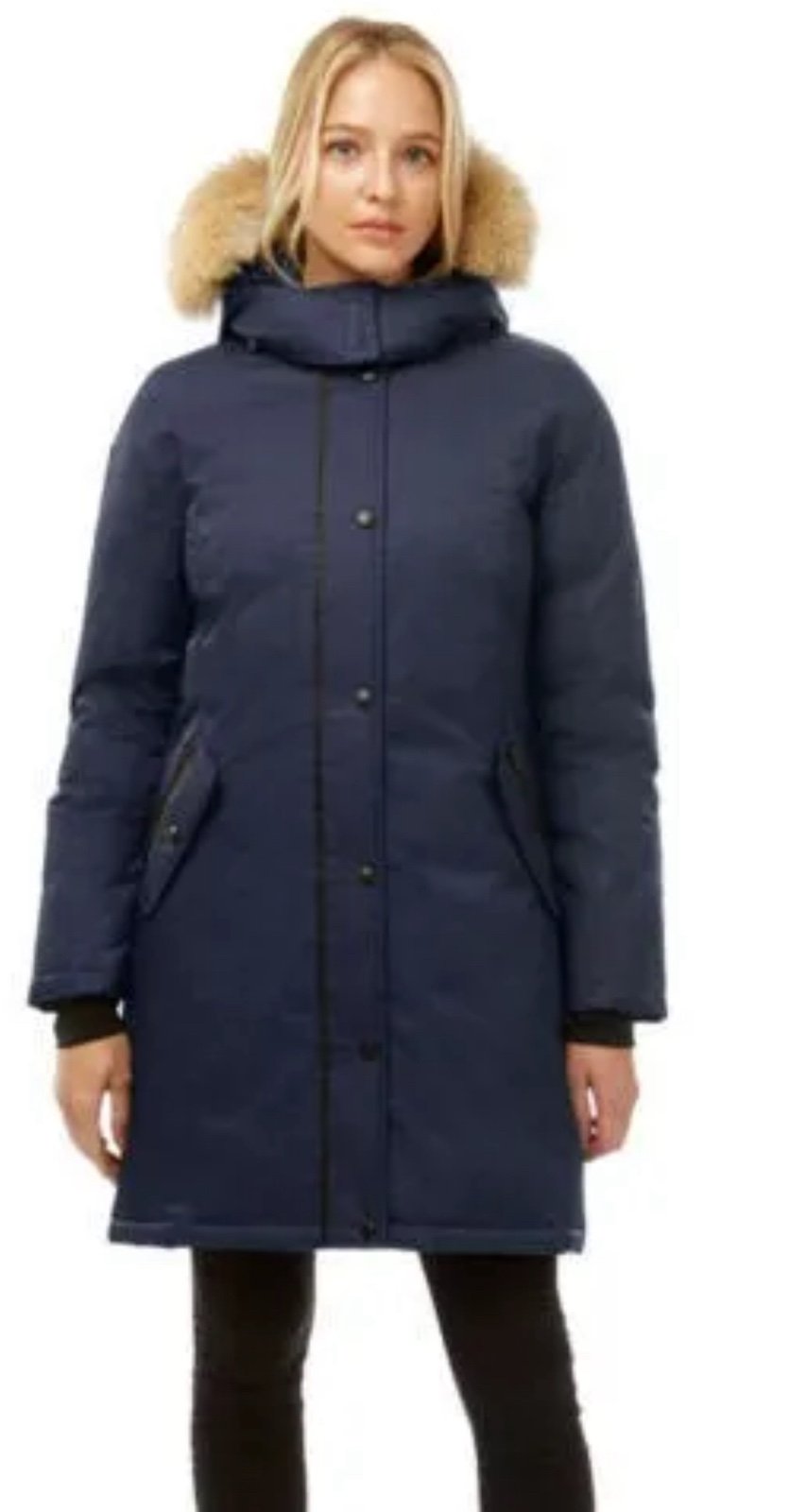 AUTHENTIC TRIPLE FAT GOOSE Navy Puffer Fur Coat Girls 14 Years Old