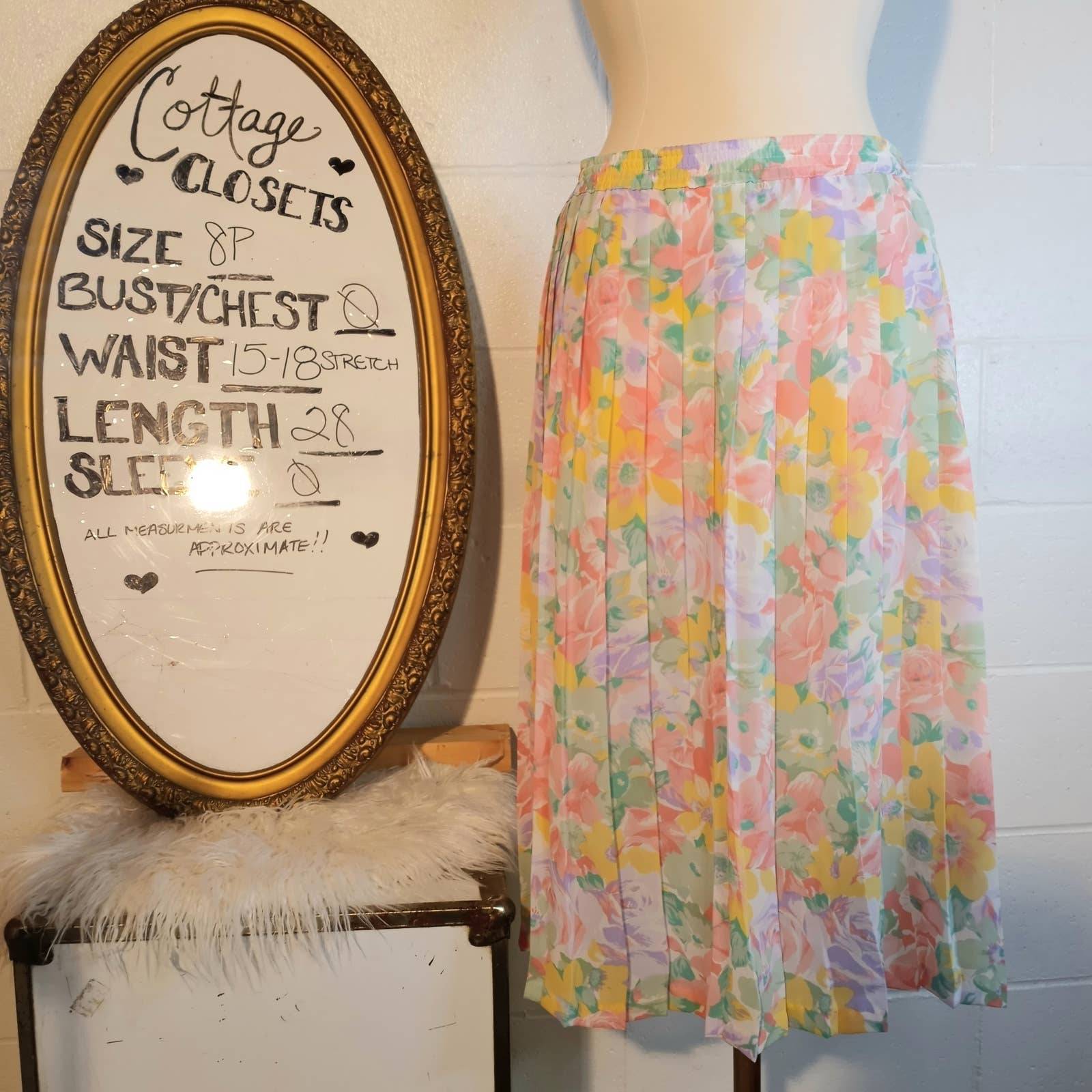 VTG Alfred Dunner Floral Pleated Skirt 8P