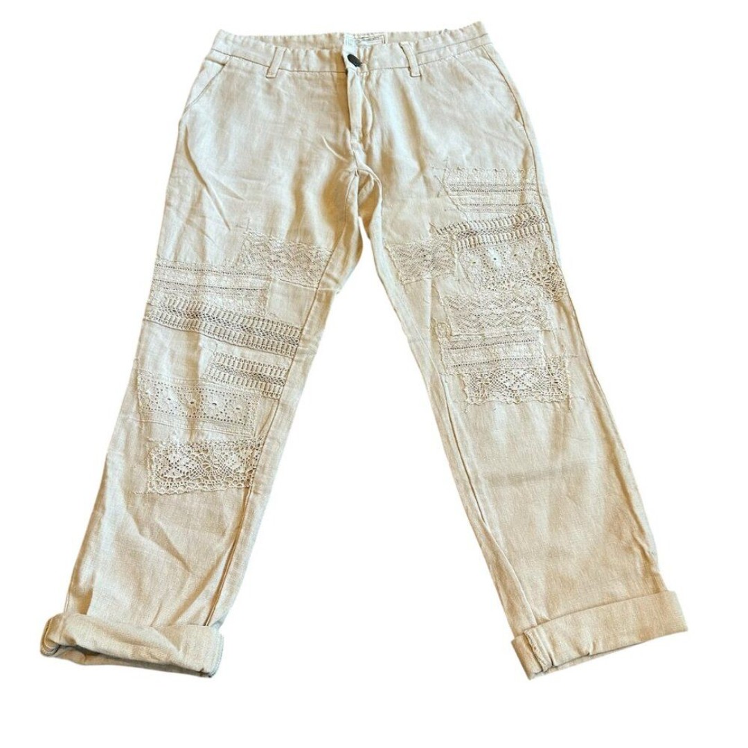 Current/Elliott The Buddy Trousers Safari w/ Lace Cropped Length Pants Size 24