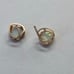 10K Yellow Gold Bezel Set Heart Shape Created Opal Stud Screwback Earrings NEW