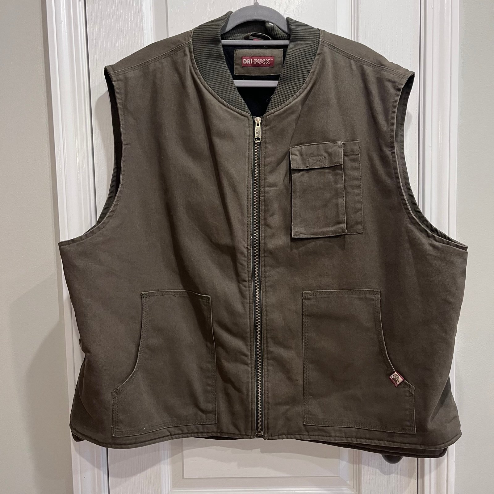 Dri Duck Olive Green Canvas Lined Outdoor Hunting Vest Size 3XL
