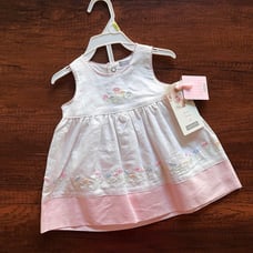 NWT Vintage Carter's Sweet Daisy Baby Girl Linen Floral Embroidery White Dress