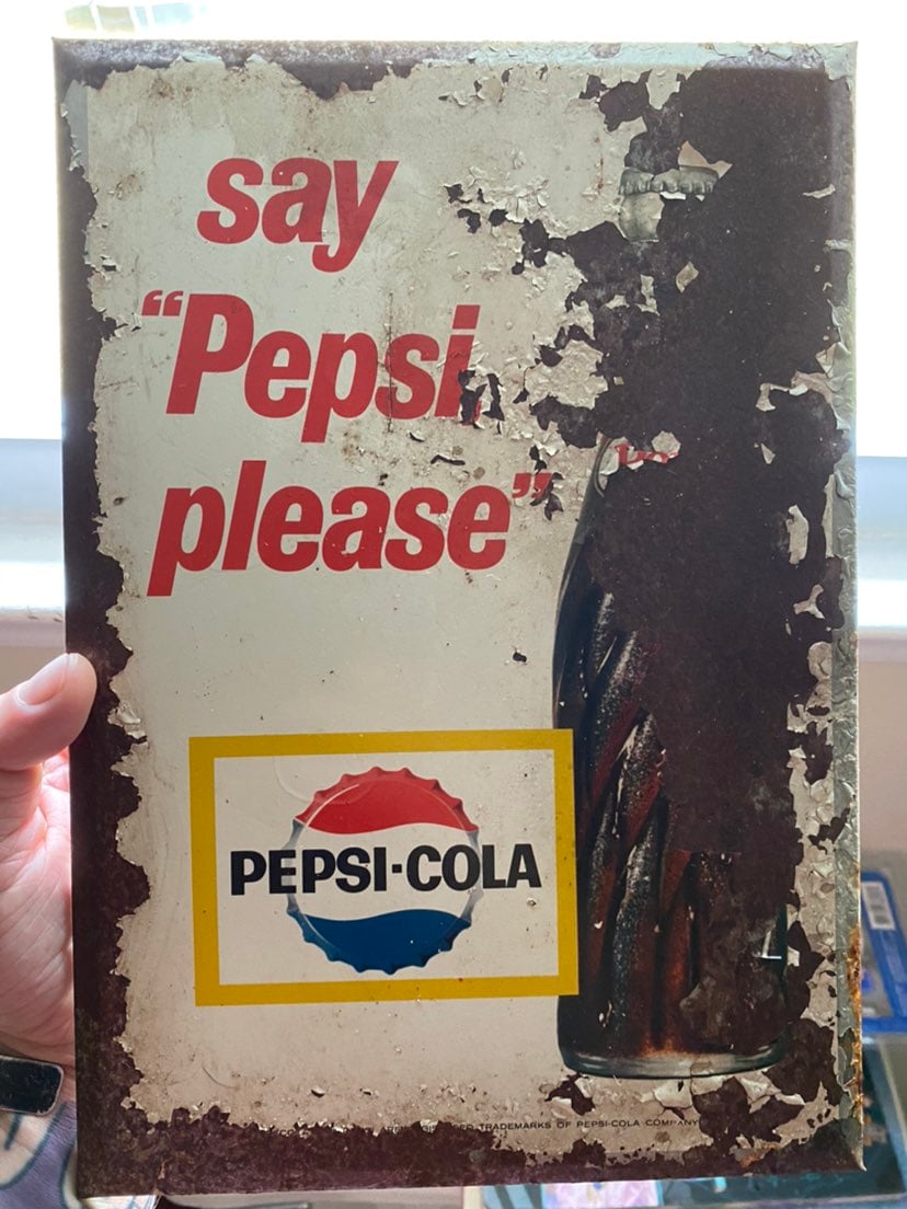 Cardboad and Tin vintage pepsi advertise