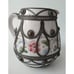 Antique Moroccan Clay Pottery Water Pitcher with Silver Nickle Filigree Overlay