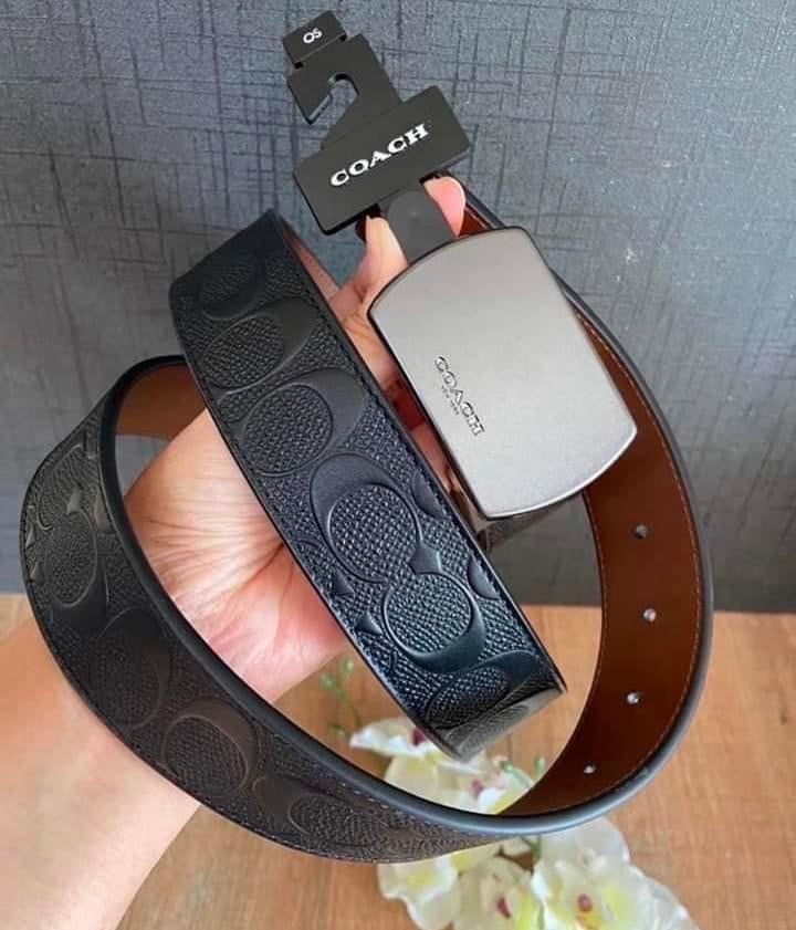 NWT - COACH Men Belt - Plaque Buckle Cut To Size Reversible Belt, 38 Mm