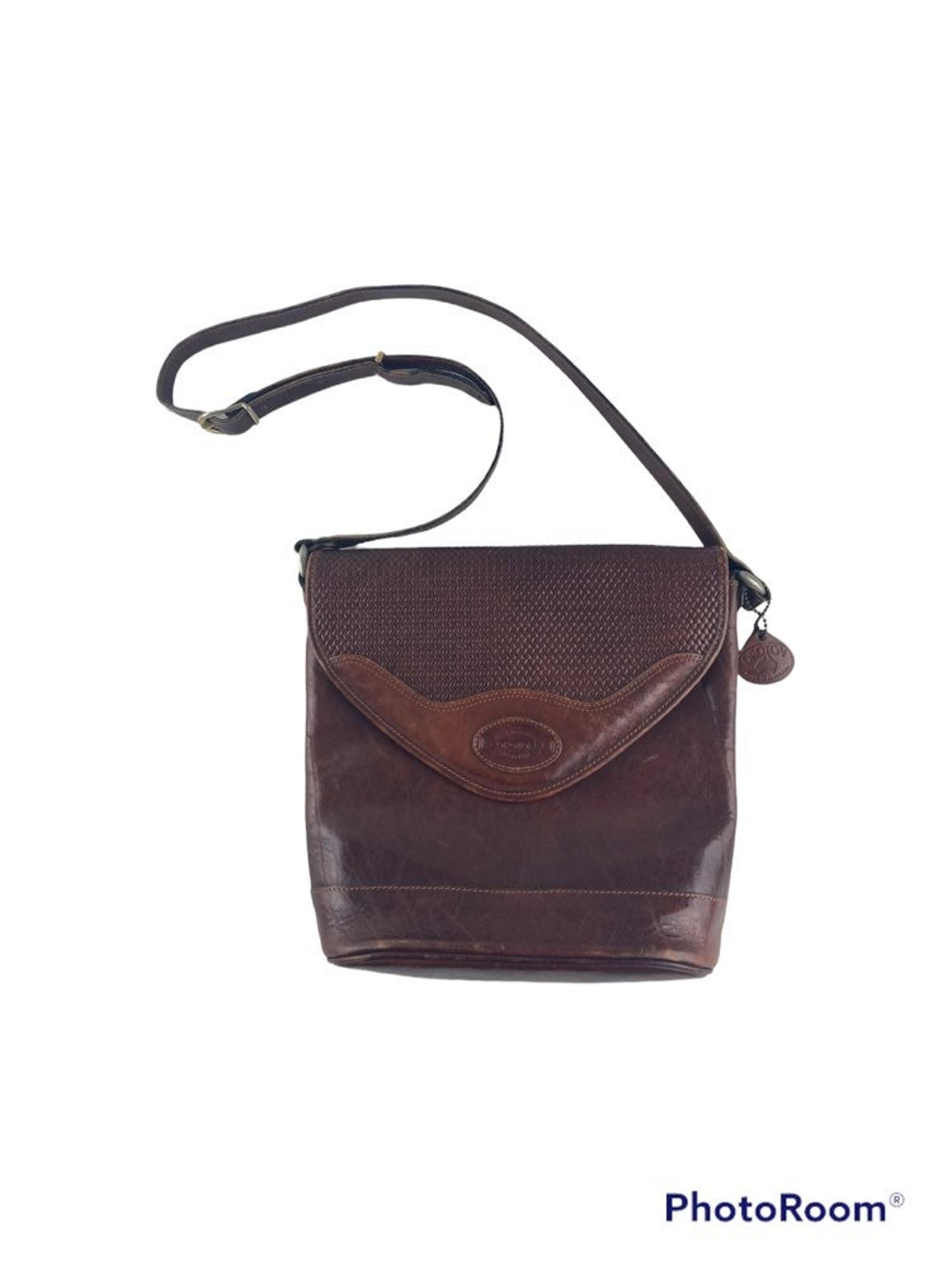 Oroton Brown Leather Bucket Bag Purse With Adjustable Strap