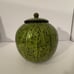 Mosaic Green Mother of Pearl Jar Canister Storage Decor With Lid 11 Tall