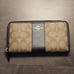 Coach Signature PVC Leather Accordion Zip Wallet F54630 - Khaki/Black