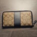 Coach Signature PVC Leather Accordion Zip Wallet F54630 - Khaki/Black
