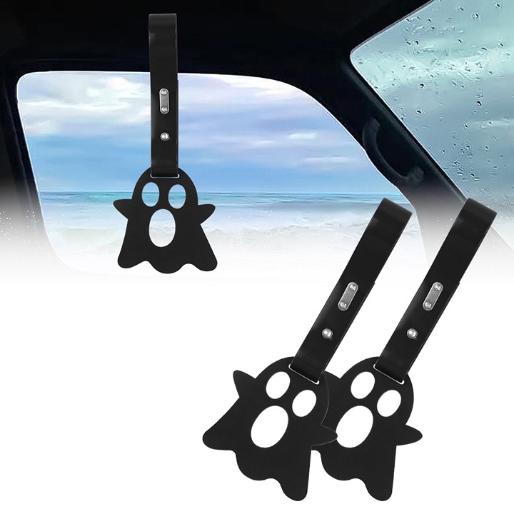 BRAND NEW 2PCS GHOST SHAPED BLACK JDM TSURIKAWA RING Black Handle Strap Drift