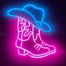 Cowboy Boot and Hat Neon Sign, LED Pink Cowgirl Boots Neon Sign Wall Decor, Pink