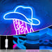 Cowboy Boot and Hat Neon Sign, LED Pink Cowgirl Boots Neon Sign Wall Decor, Pink