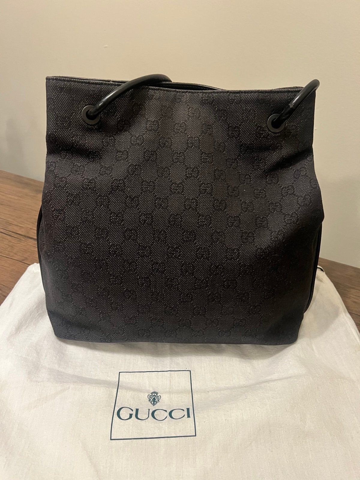 SUPER SALE!! Gucci Logo Black/Blue Denim Tote Bag