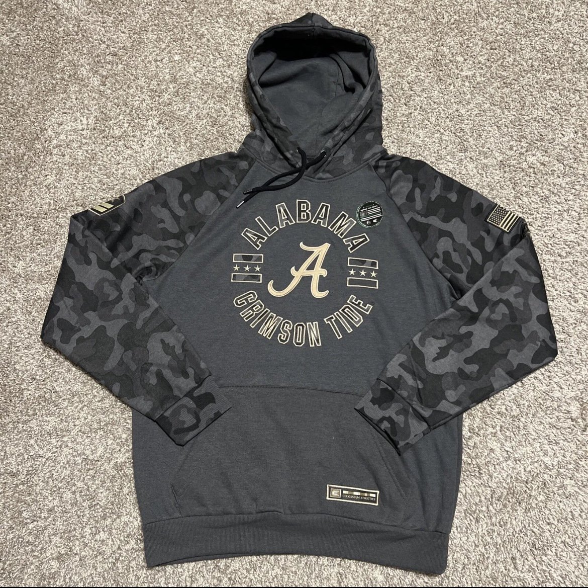 Colosseum Alabama Crimson Tide Gray Military Appreciation OHT Hoodie Men’s M New