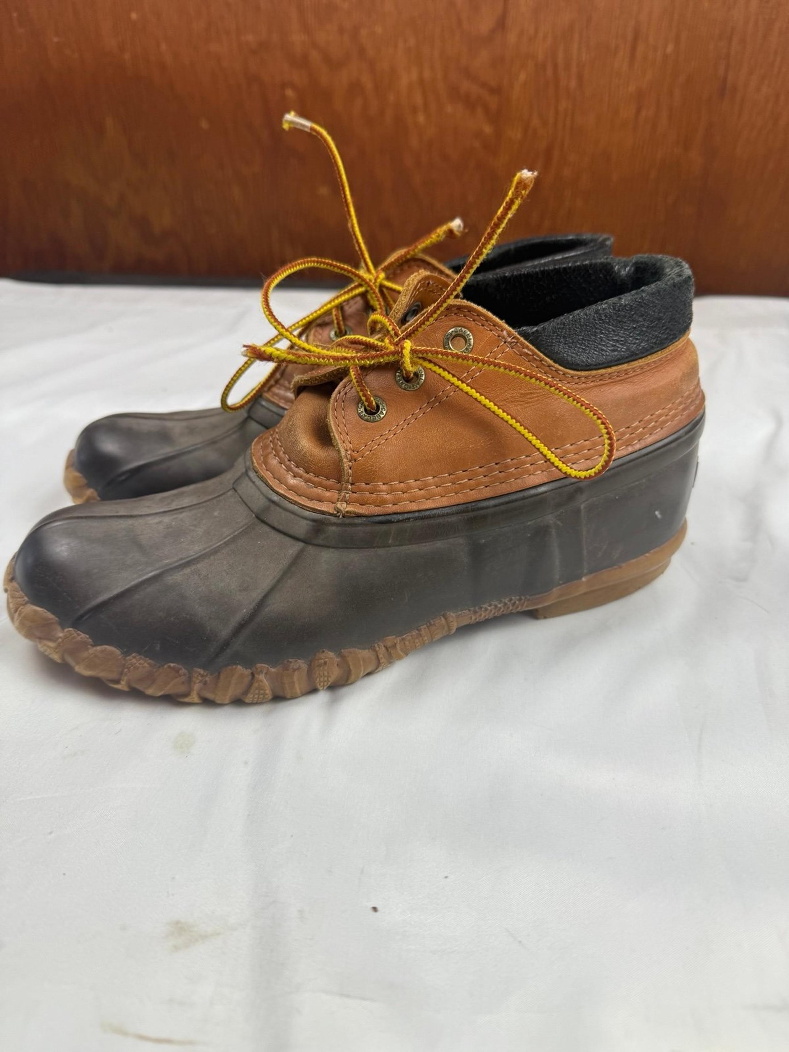 CABELA'S size 8 Men Slip-on Duck Ankle Boots Brown Leather Black Rubber Shoes